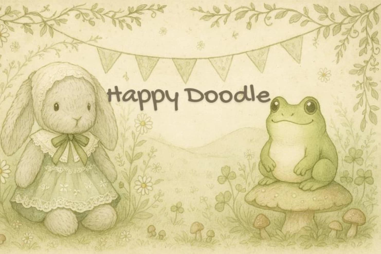 Happy Doodle browser game with two doodle canvases and vote UI