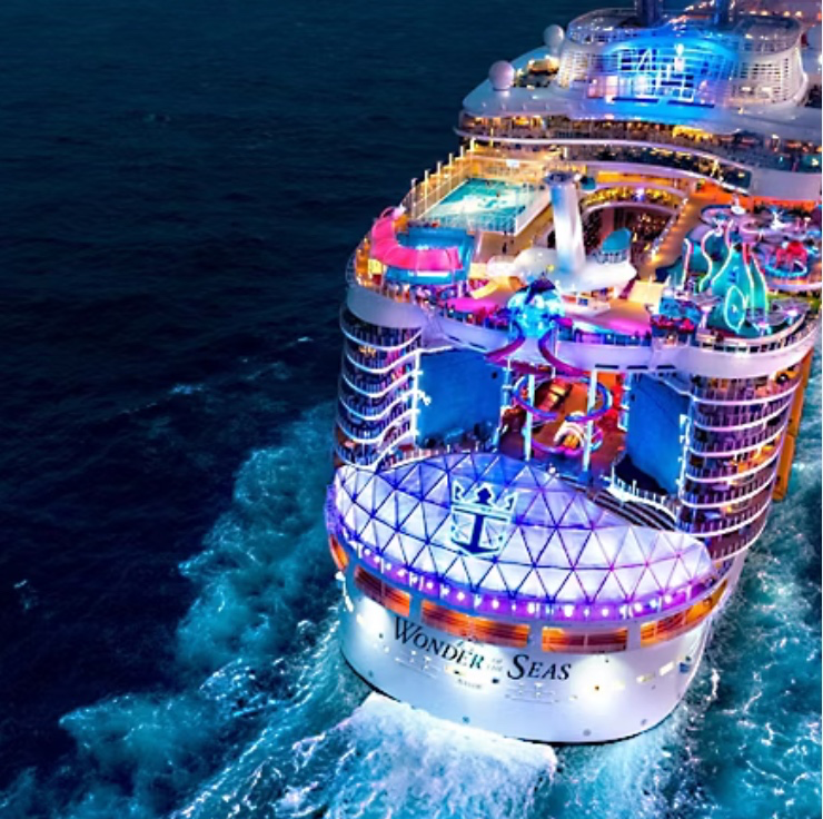 sunset over cruise ship deck